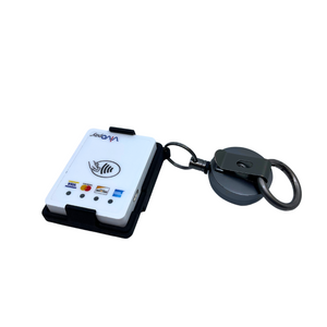 "VP3300 SLED Connected with Carabiner Belt Clip for Convenient Mobile Payments